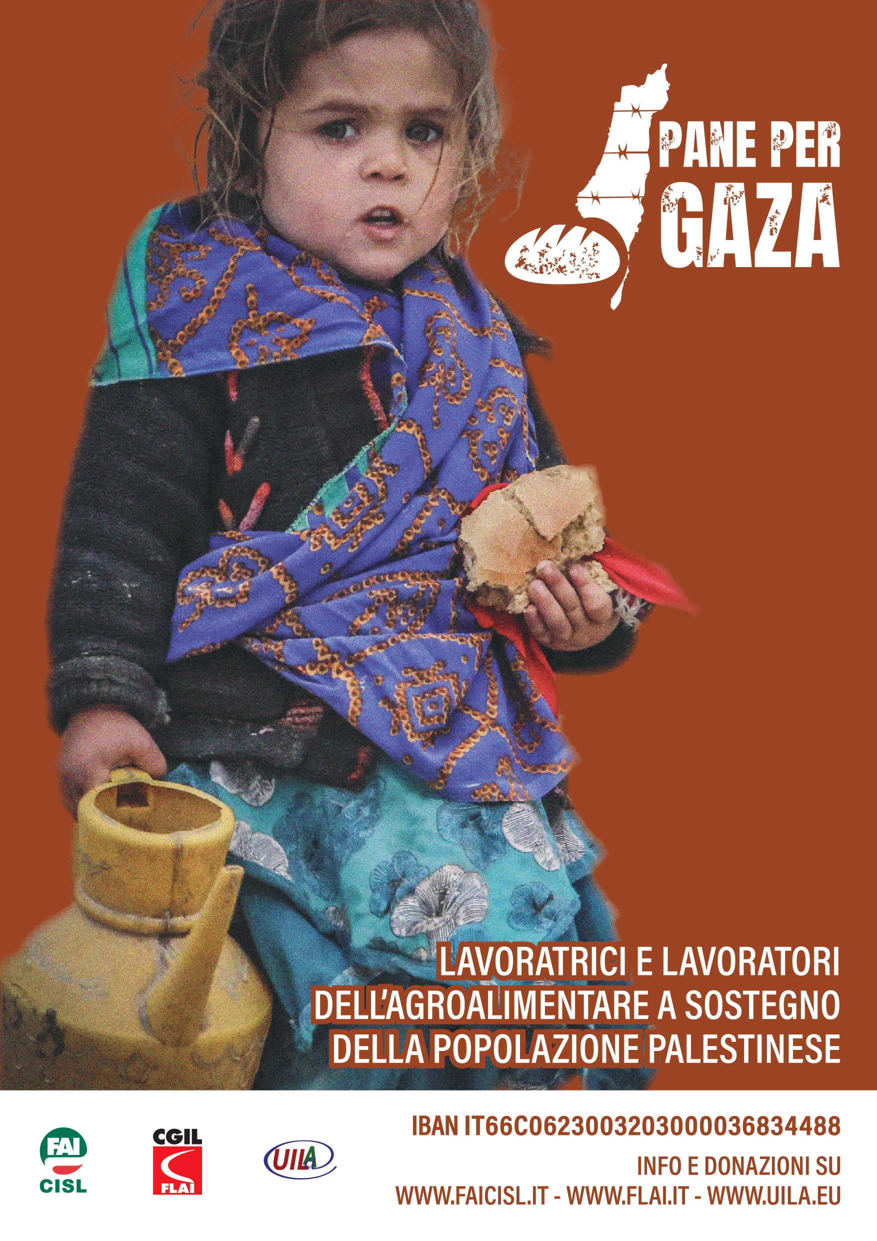 PANE PER GAZA Locandina con IBAN